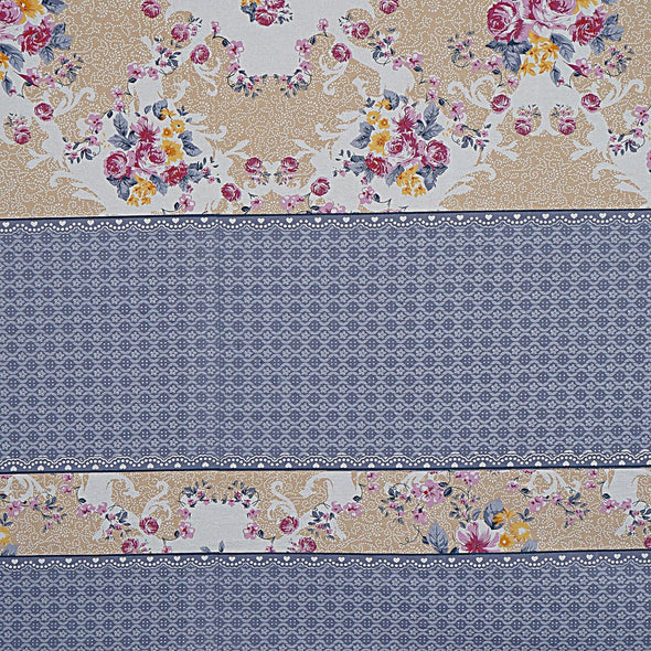 Light Blue Majestic Floral Print 240 TC Cotton Double Bed Sheet With 2 Pillow Covers (SHKV1029)