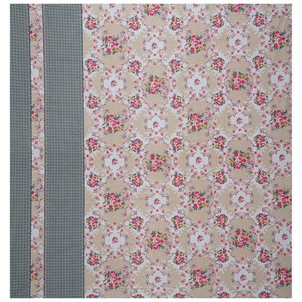 Grey Majestic Floral Print 240 TC Cotton Double Bed Sheet With 2 Pillow Covers (SHKV1030)