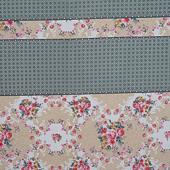 Grey Majestic Floral Print 240 TC Cotton Double Bed Sheet With 2 Pillow Covers (SHKV1030)