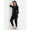 Women Black Rayon Solid Night Suit (SHKY1001)