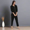 Women Black Rayon Solid Night Suit (SHKY1001)