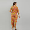Women Mustard Cotton Floral Print Night Suit (SHKY1002)