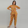 Women Mustard Cotton Floral Print Night Suit (SHKY1002)