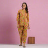 Women Mustard Cotton Floral Print Night Suit (SHKY1002)