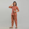 Women Red Cotton Floral Print Night Suit (SHKY1003)