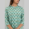 Women Sea Green Cotton Floral Print Night Suit (SHKY1004)