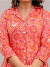 Women Peach Printed Co-ord Set - Frionkandy