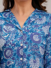 Women Celtic Blue Printed Co-ord Set - Frionkandy