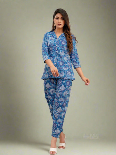 Women Celtic Blue Printed Co-ord Set