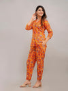 Women Deep Orange Printed Co-ord Set - Frionkandy