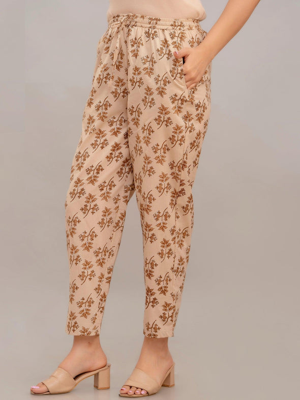 Women Light Fawn Printed Co-ord Set - Frionkandy