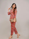 Women Red Printed Co-ord Set - Frionkandy