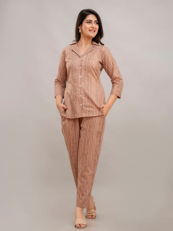 Women Bare Beige Printed Co-ord Set