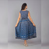 Flared A-Line Blue Pure Cotton Dress - Frionkandy
