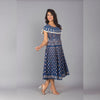 Saphire Blue Pom Pom Cape Cotton Dress - Frionkandy