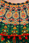Green Pom Pom Cape Cotton Flared Floral Print Long Dress (UCDP1116) - Frionkandy