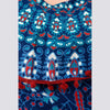 Blue Pom Pom Cape Cotton Flared Floral Print Long Dress (UCDP1128) - Frionkandy