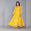 Yellow 3/4 Sleeve Rayon Dress - Frionkandy