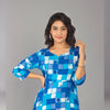 Blue 3/4 Sleeve Rayon Dress - Frionkandy