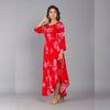 Red 3/4 Sleeve Rayon Dress - Frionkandy