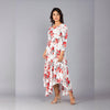 White Red 3/4 Sleeve Rayon Dress - Frionkandy