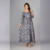 Charcoal Grey 3/4 Sleeve Rayon Dress - Frionkandy