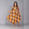 Orange 3/4 Sleeve Rayon Dress - Frionkandy