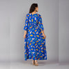 Royal Blue 3/4 Sleeve Rayon Dress - Frionkandy